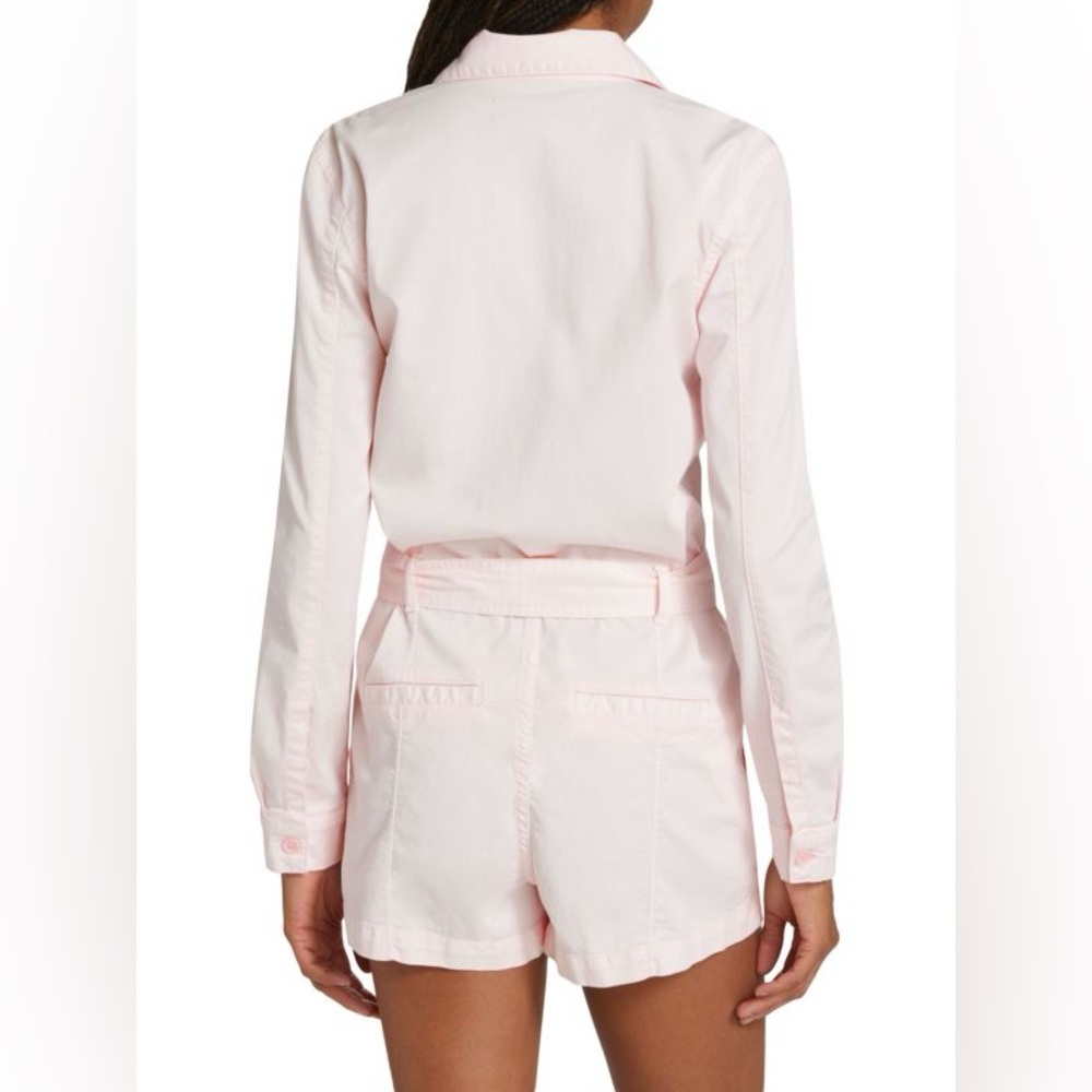 Veronica Beard Winifred Twill Belted Romper in Cherry Blossom | LIKE NEW - Picture 2 of 7